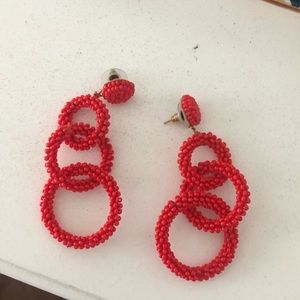 anthropologie red drop earrings